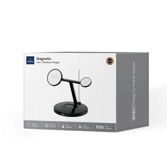 БЗП WIWU Wi-W032 Magnetic 4 in 1 Cableless Charger Black | Зображення 3