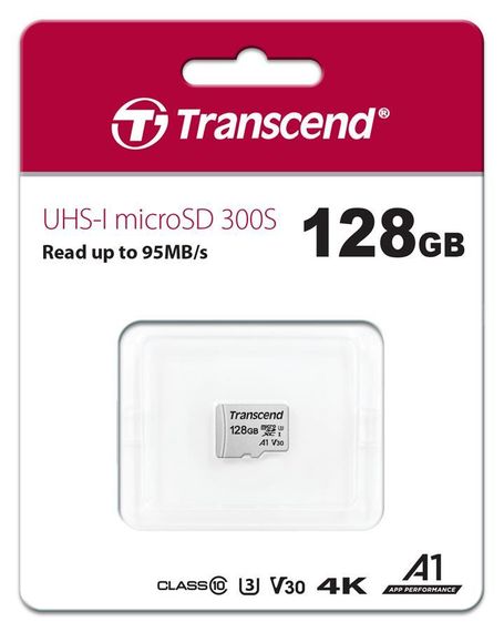 Карта памяти Transcend 128GB microSDXC C10 UHS-I R95/W45MB/s (TS128GUSD300S) | Зображення 1