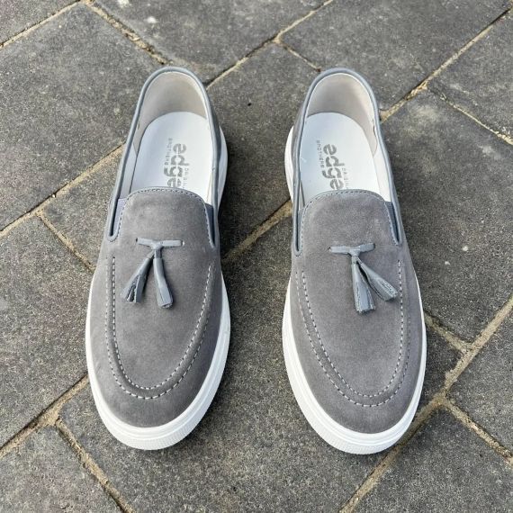 Мужские лоферы серый замш 44 размер | Зображення 3