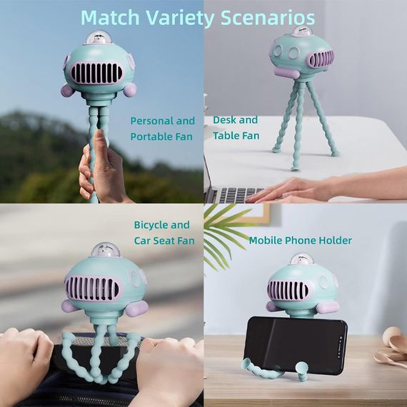 Мультифункціональний вентилятор Submarine F18 with music and battery 4000 mAh Blue | Зображення 6