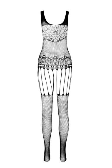 Бодистокинг Passion ECO BS001 One Size red, с доступом, имитация подвязок, флористический декор sexstyle | Зображення 6