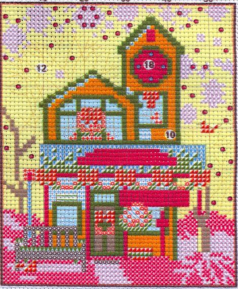 Набор для вышивания крестиком по нанесённой на канву схеме "Cristmas cottage 4". (AIDA 14CT printed, 15*17 см) | Зображення 2