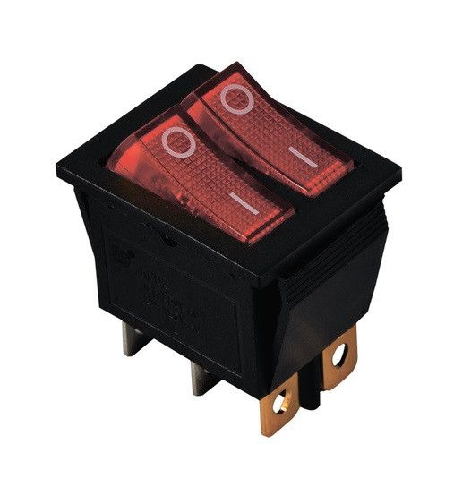 Перемикач KCD2-2101N R+R/B 220V 2 клавіші червона з підсвічуванням Ny95500810