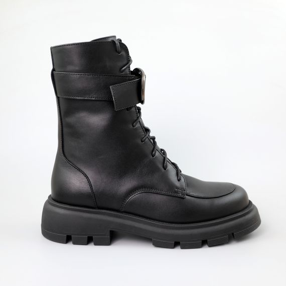 Черевики жіночі шкіряні хутро 590444 Чорні 36 37 38 39 40