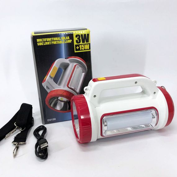 Фонарь кемпинговый с солнечной панелью 5158-LED-COB power bank, кемпинговый фонарь-лампа. DW-852 Цвет: красный | Зображення 2