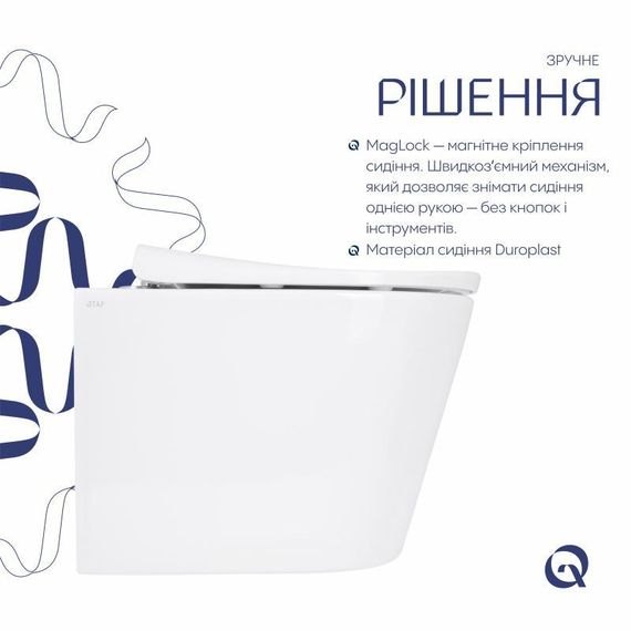 Унітаз підвісний Qtap Scorpio ML Ultra Quiet 490×365×325 мм, із сидінням Soft-close MagLock, White QTSCOML26W49622 | Зображення 3