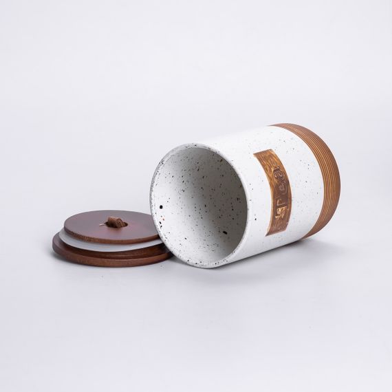 Набір порцелянових банок для сипучих 3 шт по 800 мл з кришками Бежевий HP-26-1BE | Зображення 4