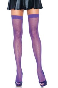 Чулки в мелкую сеточку Leg Avenue Nylon Fishnet Thigh Highs One Size Фиолетовый