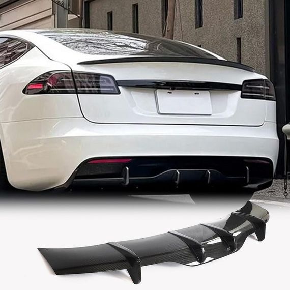 Диффузор заднего бампера Карбон (для Plaid 2021-2024) для Tesla Model S 2016- гг