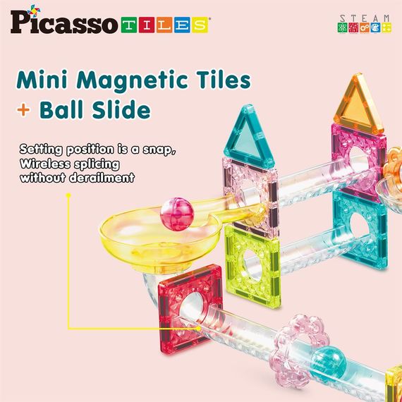 Конструктор магнітний MINI DIAMOND MARBLE RUN TRACK SET PTMG60/28299 PICASSO TILES, 60 деталей, у коробці | Зображення 5