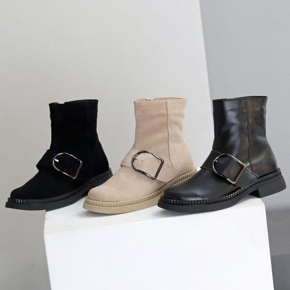 Стильные замшевые черные ботинки с утеплителем низкий ход | Зображення 9