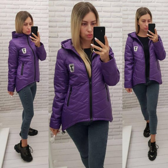Жіноча демісезонна куртка з емблемою, арт.210/7, фіолет | Зображення 5