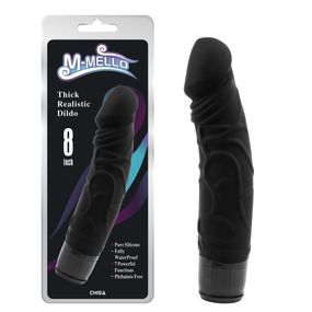 Вибратор - M-Mello Thick Realistic Dildo 8" Black Sex Aura
