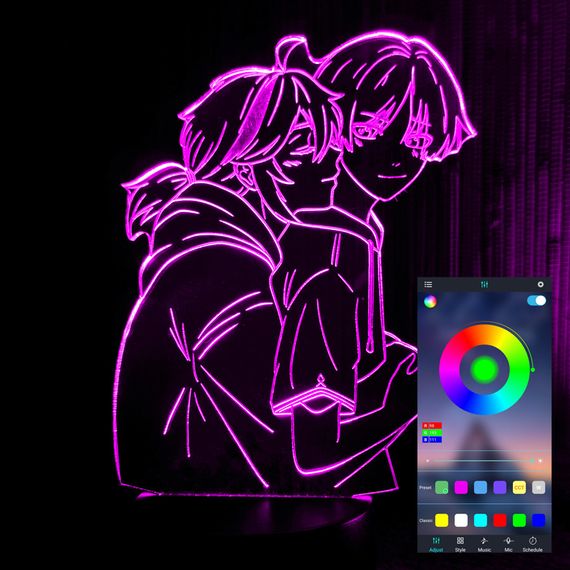 Акриловий світильник-нічник керування з телефона Казуха та Скарамучча tty-n001163