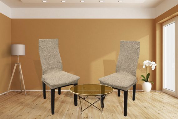 Жаккардовые чехлы на стулья Volna без юбки Бежевые