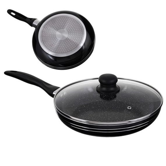 Сковорода UNIQUE UN-5163 22см с крышкой антипригарным покрытием, Глубокая сковорода для кухни