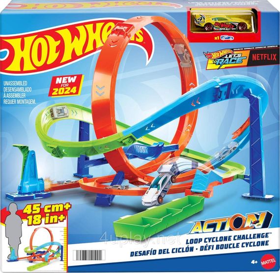 Трек Хот Вілс Екшн Випробування гіперпетлі Оригінал Hot Wheels Action Loop Cyclone Challenge