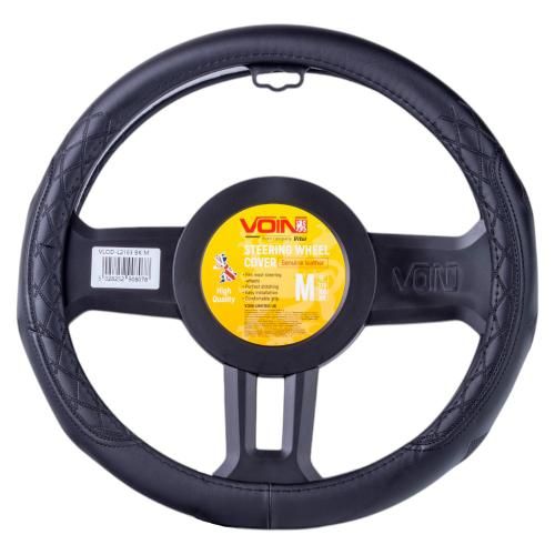 Чохол на кермо VLOD-L2163 BK M чорний/БО/шкіра один шов