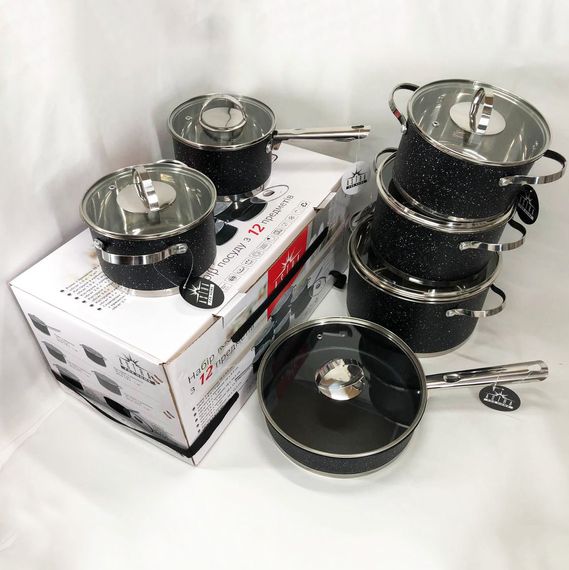 Набор практичных кастрюль, Набор посуды для электрических плит, Кастрюли с прозрачными крышками IY-81 | Зображення 2