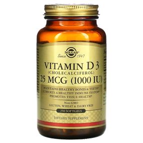 Витамин D Solgar Vitamin D3 (Cholecalciferol) 1000 IU 25 mcg 250 Softgels