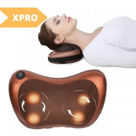 Автомобильная массажёр-подушка для шеи XPRO Massage pillow CHM-8028 роликовый коричневый (MER-13123_329) | Зображення 1