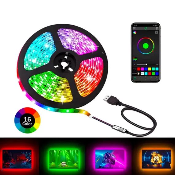 Светодиодная лента LED RGB USB APP SF-20, самоклеящаяся, 5 м, с пультом ДУ, на 300 диодов | Зображення 1
