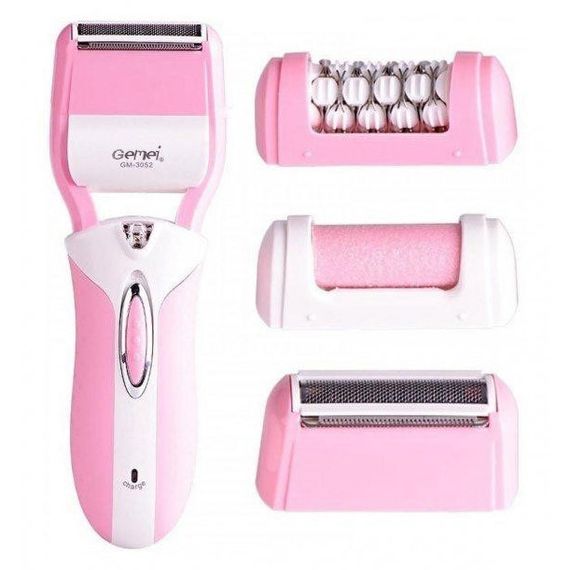 Епілятор депілятор жіночий електричний бездротовий + триммер + пемза 3 в 1 Gemei GM-3052 | Зображення 4