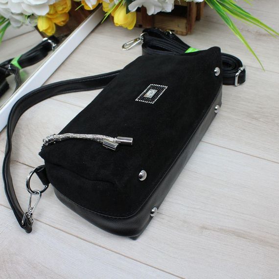 Маленька замшева сумочка крос-боді через плече Чорна Замшева | Зображення 5