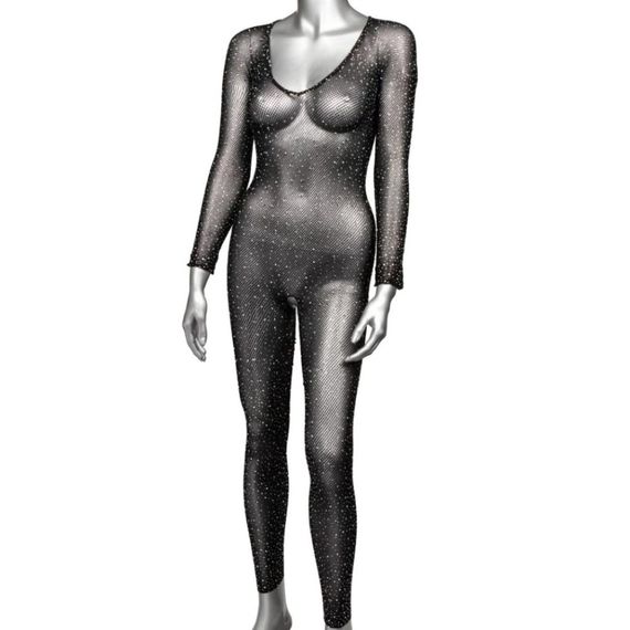 Комбинезон в сетку CalExotics с открытым доступом и стразами, черный sexstyle | Зображення 2