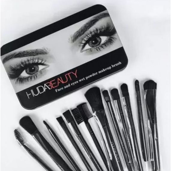 Набір пензлів HUDA BEAUTY face and eyes wet powder makeup brush 12 шт.