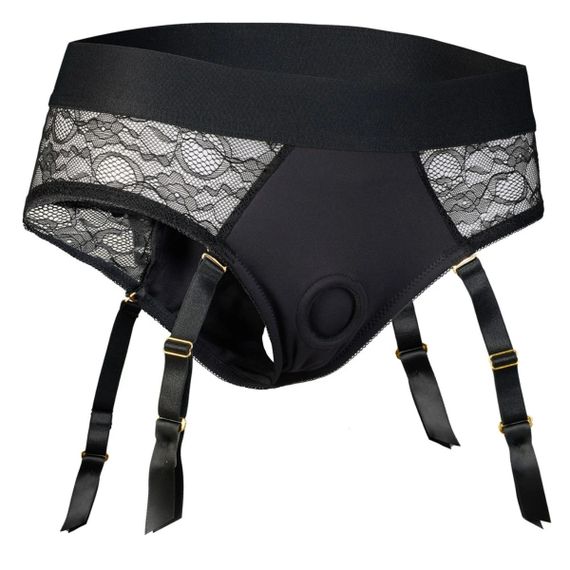 Страпон із трусиками-підв'язками Dream Toys Bold Reva, чорний, розмір S Sex Aura | Зображення 4
