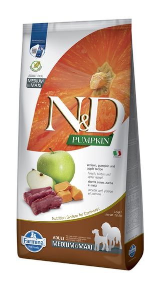 Сухий корм для собак середніх і великих порід з олениною Farmina N&D GF Pumpkin Dog Venison & Apple Adult Medium & Maxi, 12 кг