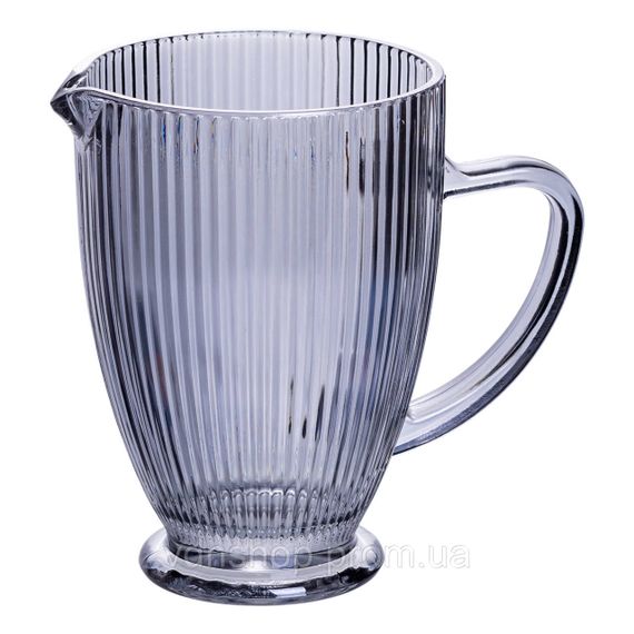 Глек для компоту 1.2 (л) лимонаду, мохіто, сангрії прозорий ребристий фігурний скляний 18.2 (см) Сірий HP-19-7118G