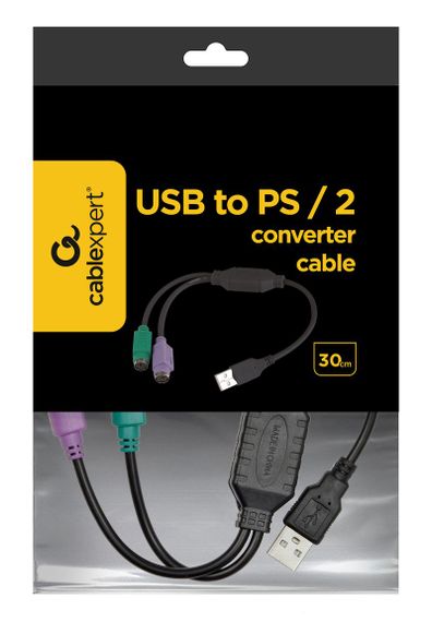 Перехідник Cablexpert UAPS12-BK, USB А-папа/2х PS/2, 30 см кабель | Зображення 2