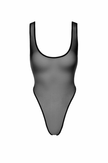 Боді Noir Handmade F322 Paparazzi, M, прозоре, низ стрінги, високі вирізи Sex Aura | Зображення 6