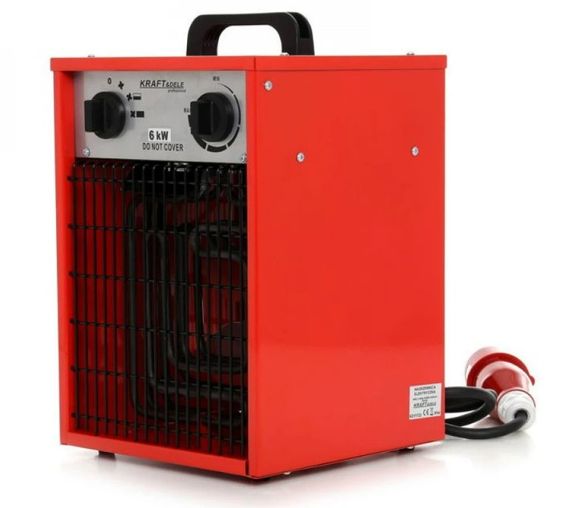 Тепловентилятор електричний Kraft Dele 6,0 кВт, площа обігріву 60 кв.м., червоний, підлоговий (KD11719) | Зображення 1