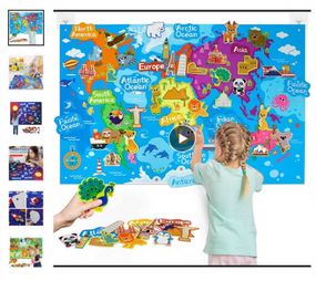 Плакат игровой C 73104 "Фетрова карта Мира", размер 101х65 см, липучки, крючки на стену, в пакете (6900067731043)