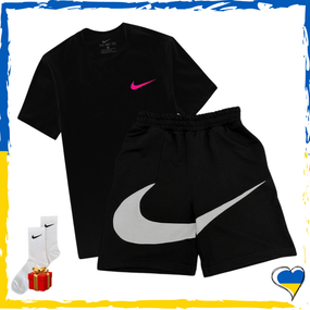 Комплект шорти Nike Big Swoosh та футболка Nike. Комплект Найк Біг Свуш Чорний, XS/S