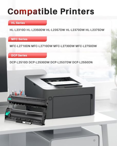 Барабан DR2400 для Brother DR-2400 DCP-L2530DW L2510D L2537DN L2550DN HL-L2350DW L2310D L2357DW L2370 фотобарабан драм-кардтидж | Зображення 1