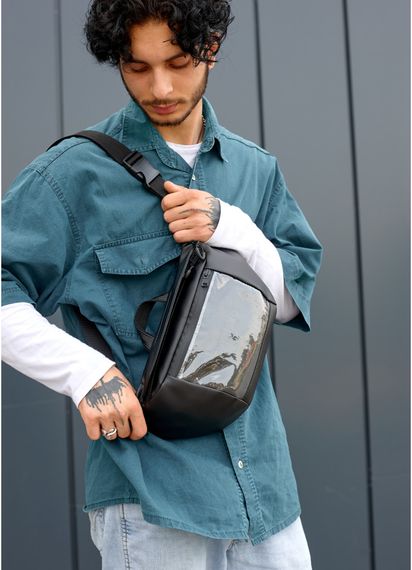 Чоловіча сумка бананка Sambag Dynamicdart чорна 38 × 21 × 7 см (80461001m)