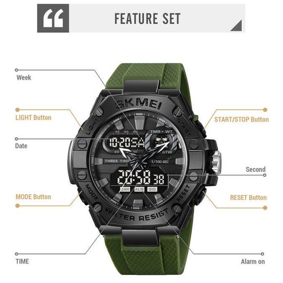 Часы для военной и тактической деятельности SKMEI, Наручные часы для армии Современные военные WI-81 | Зображення 1