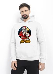 Худі чоловіче біле з принтом "Щасливого Різдва", 2XL