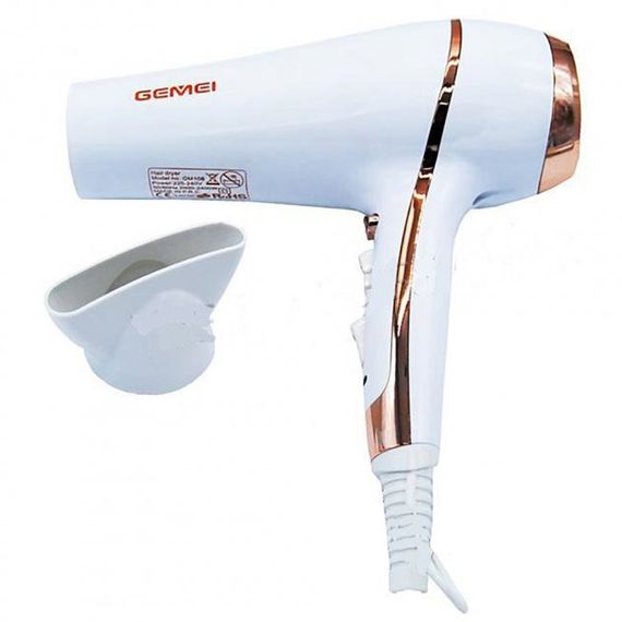 Фен професійний для волосся з насадкою GEMEI GM-108 2400 Вт білий (GM-108) | Зображення 3