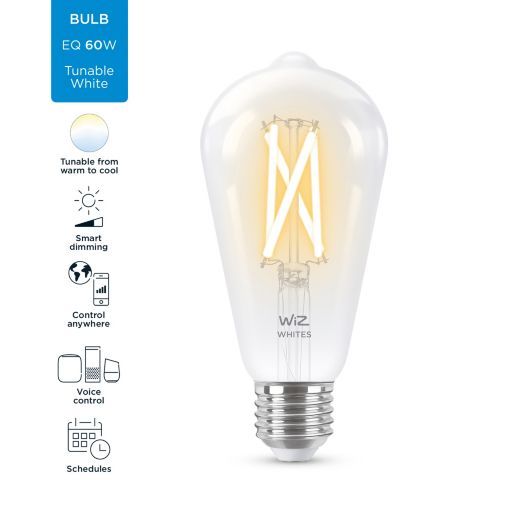 Лампа розумна WiZ  E27, 7W, 60W, 806Lm, ST64 2700-6500K філаментна Wi-Fi (929003018601) | Зображення 6