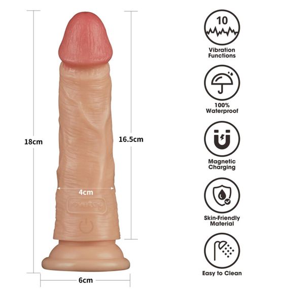 Реалистичный вибратор - Vibrating Power Basics Cock 7'' Sex Aura | Зображення 6