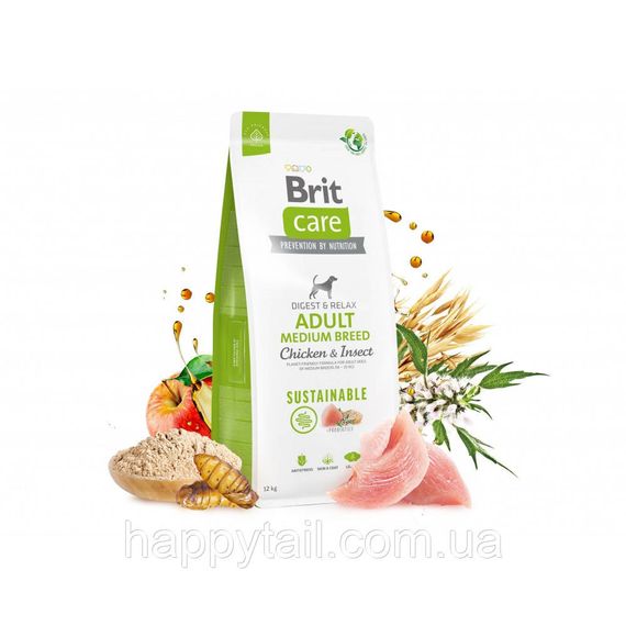 Экологичный корм Brit Care Sustainable Adult Medium Breed для средних собак, курица и насекомые, 12 кг | Зображення 5