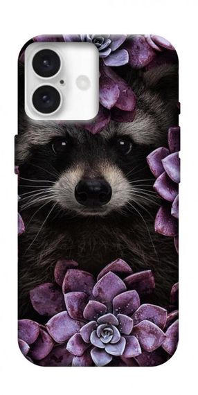 Чохол з картинкою Єнот у квітах для Apple iPhone 16 (6.1")