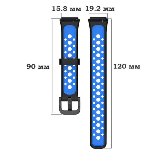 Силіконовий ремінець Primolux Perfor Classic для фітнес браслета Huawei Band 7- Black&Blue | Зображення 5