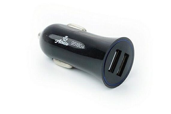 Зарядний пристрій USB, 12 Atelie (951804) 12/24 V — 5V 2,1A/чорний/2 USB