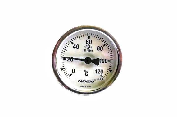 Термометр D 65мм/120°С биметаллический трубчатый с погружной гильзой L-50 мм 1/2" PAKKENS Турция | Зображення 1